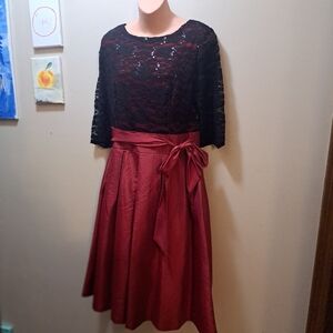 Melrose Red and Black Lace Holday Party Dress Size 12
